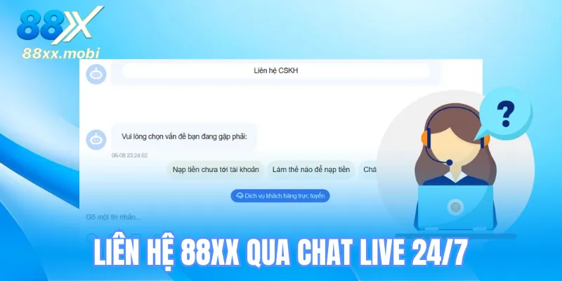 Liên hệ qua Chat live 8xx để giải quyết vấn đề
